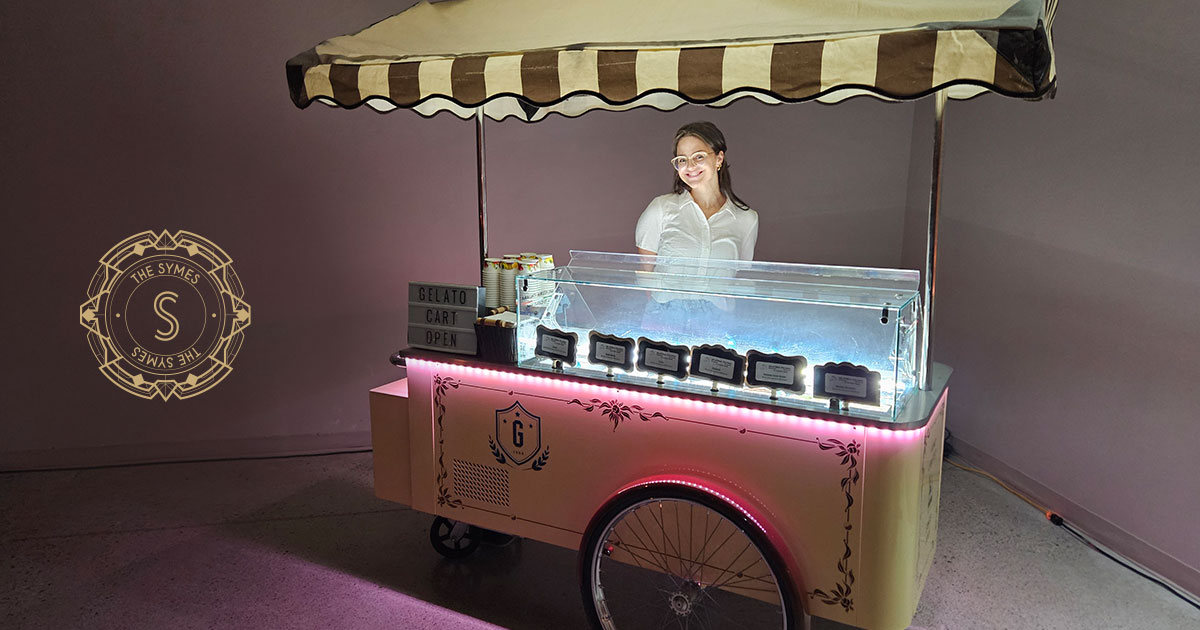 Vintage Gelato Cart set up at The Symes Venue