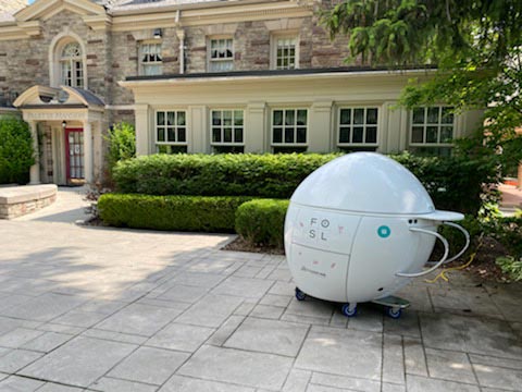 Berry Cart outside venue on display