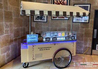 Vintage Gelato Cart set up in corner of restaurant